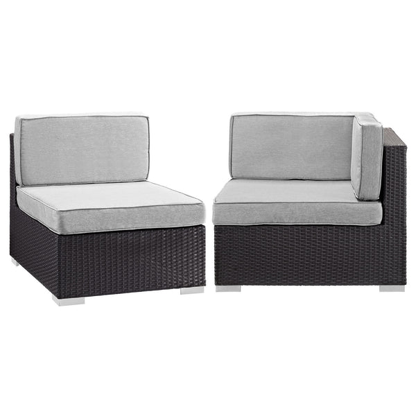 Gather Corner and Middle Outdoor Patio Sectional Set - Espresso Gray