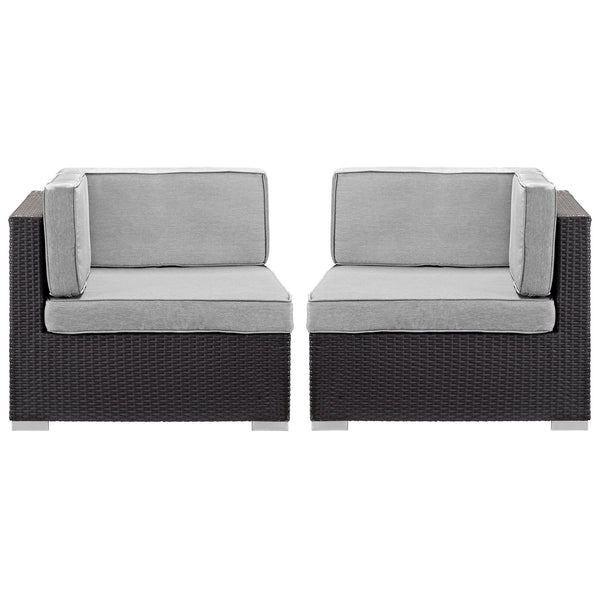 Gather Corner Sectional Outdoor Patio Set of Two - Espresso Gray
