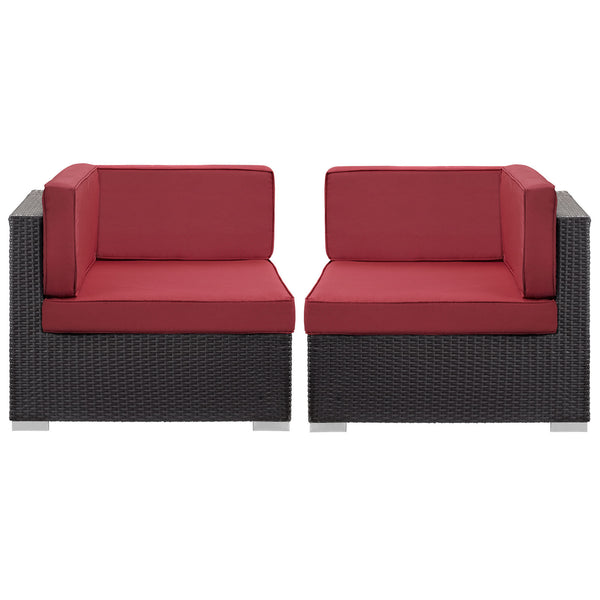 Gather Corner Sectional Outdoor Patio Set of Two - Espresso Red