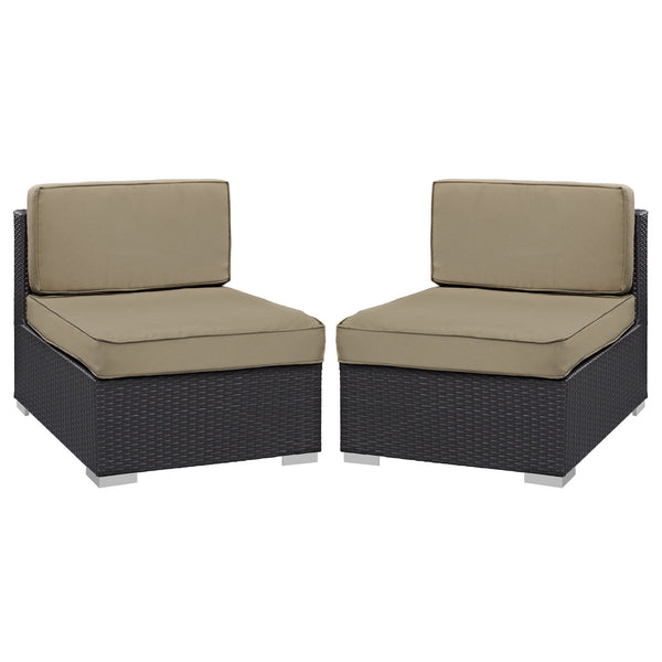 Gather Armless Chair Outdoor Patio Set of Two - Espresso Mocha