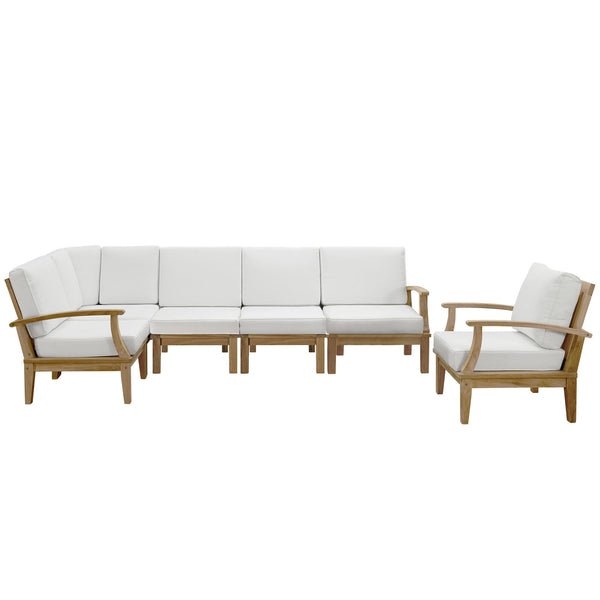 Marina 6 Piece Outdoor Patio Teak Sofa Set - Natural White