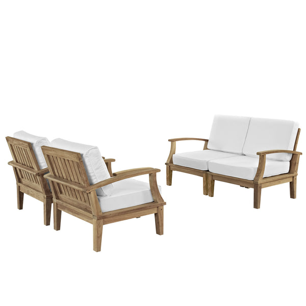 Marina 4 Piece Outdoor Patio Teak Sofa Set - Natural White