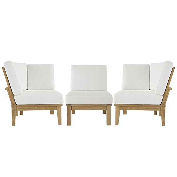 Marina 3 Piece Outdoor Patio Teak Sofa Set - Natural White