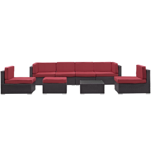Gather 8 Piece Outdoor Patio Sectional Set - Espresso Red