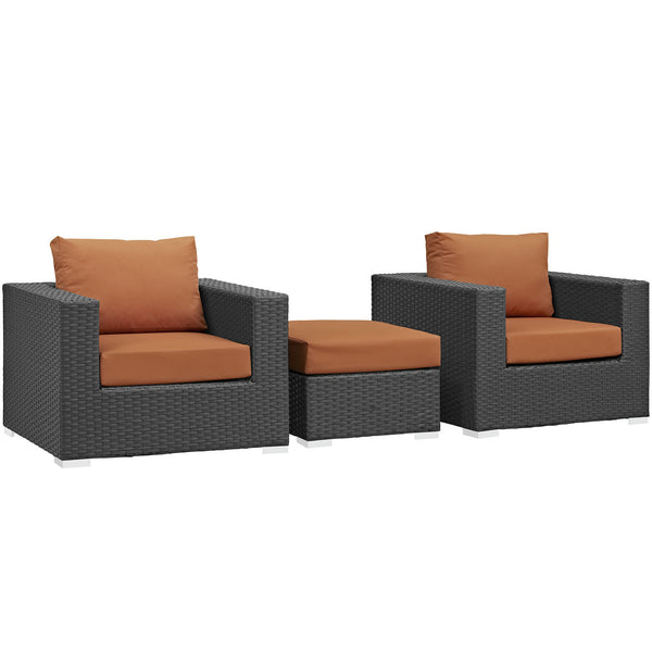 Sojourn 3 Piece Outdoor Patio Sunbrella® Sectional Set - Canvas Tuscan