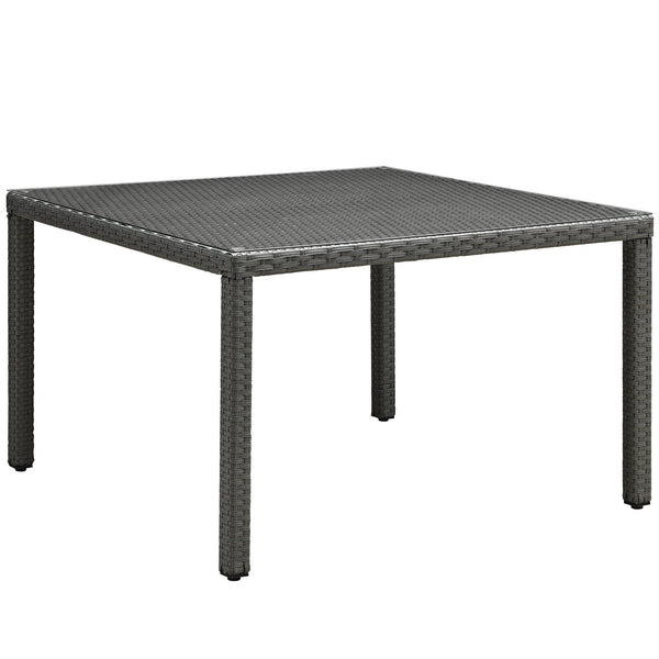 Sojourn 47" Square Outdoor Patio Glass Top Dining Table - Chocolate