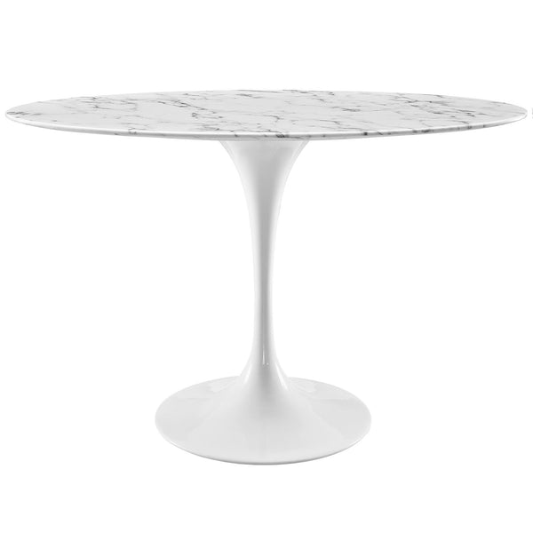 Lippa 48" Oval-Shaped Artificial Marble Dining Table - White