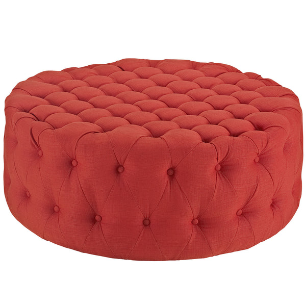 Amour Fabric Ottoman - Atomic Red