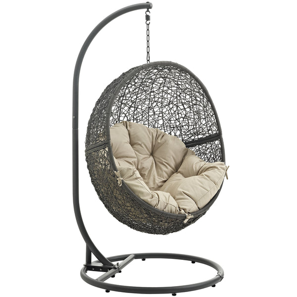 Hide Outdoor Patio Swing Chair With Stand - Gray Beige