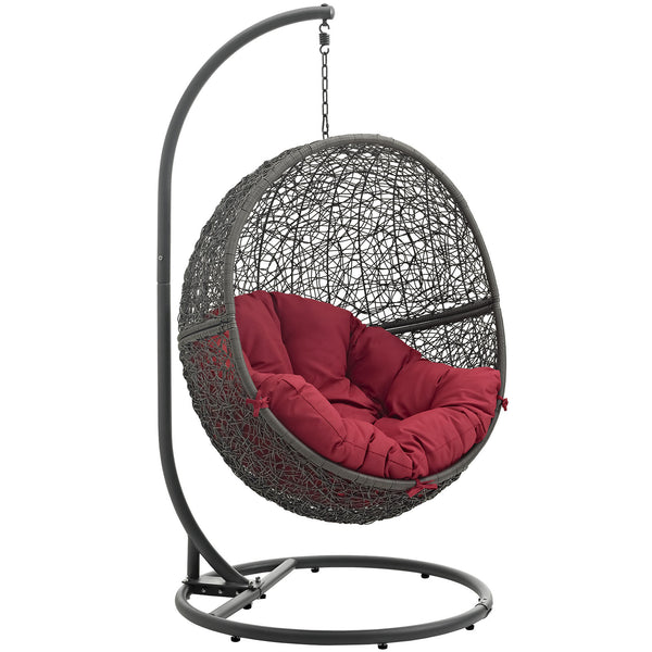 Hide Outdoor Patio Swing Chair With Stand - Gray Red