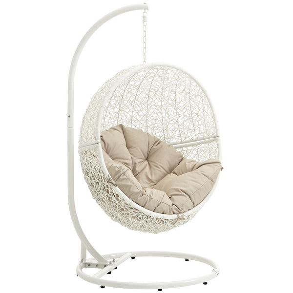 Hide Outdoor Patio Swing Chair With Stand - White Beige