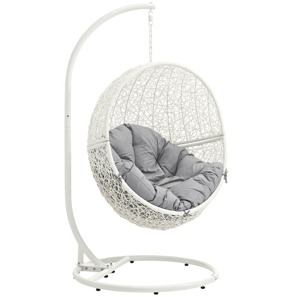 Hide Outdoor Patio Swing Chair With Stand - White Gray