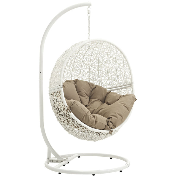 Hide Outdoor Patio Swing Chair With Stand - White Mocha