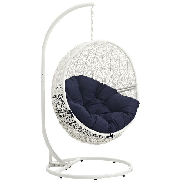 Hide Outdoor Patio Swing Chair With Stand - White Navy
