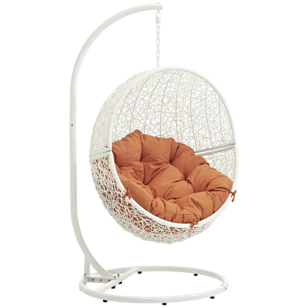 Hide Outdoor Patio Swing Chair With Stand - White Orange