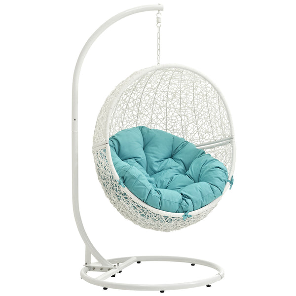Hide Outdoor Patio Swing Chair With Stand - White Turquoise