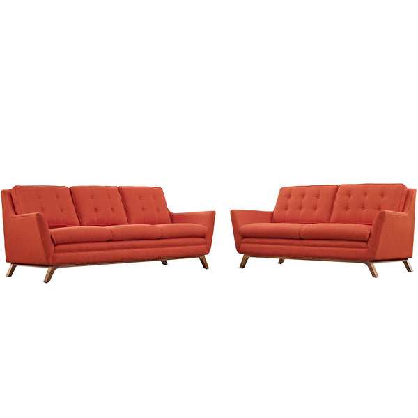 Beguile Living Room Set Fabric Set of 2 - Atomic Red