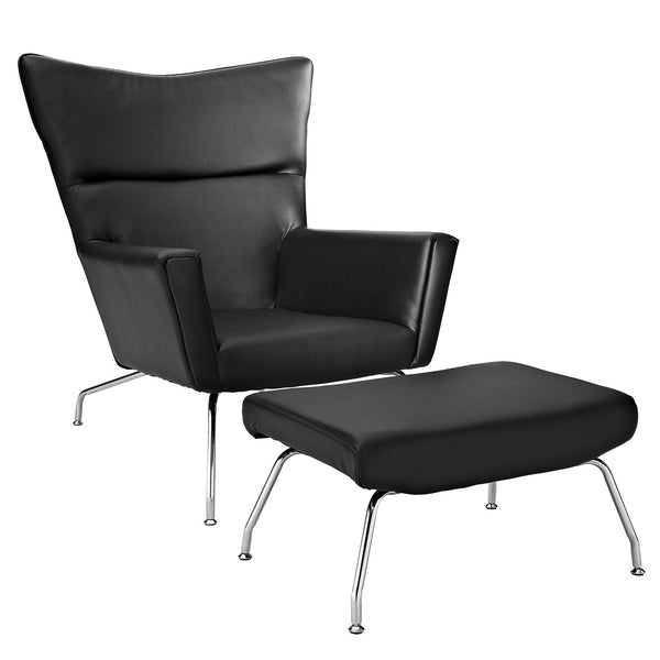 Class Leather Lounge Chair - Black
