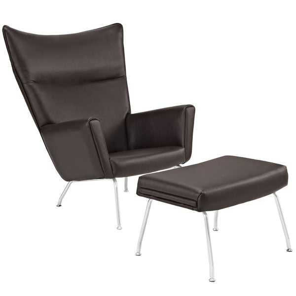 Class Leather Lounge Chair - Dark Brown