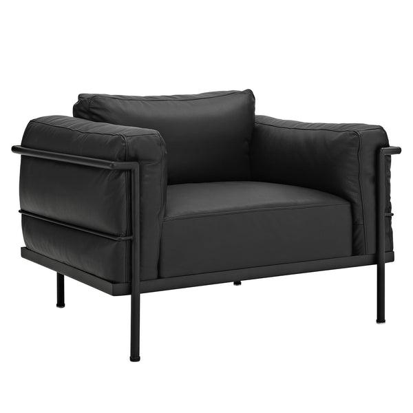 Charles Grande Leather Armchair - Black