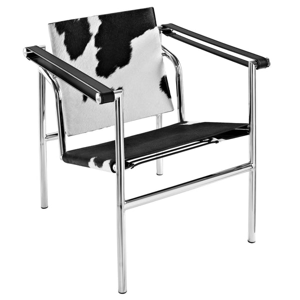 Charles Pony Hide Lounge Chair - Black And White