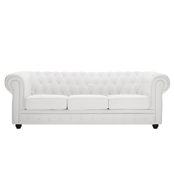 Chesterfield Leather Sofa - White