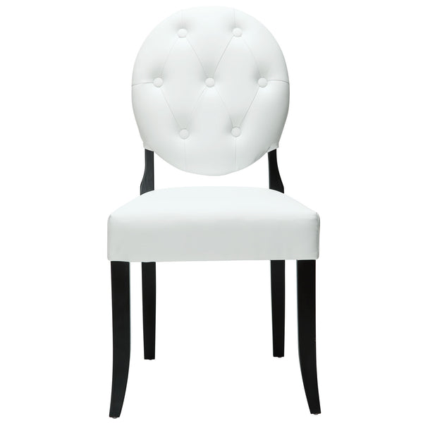Button Dining Vinyl Side Chair - White