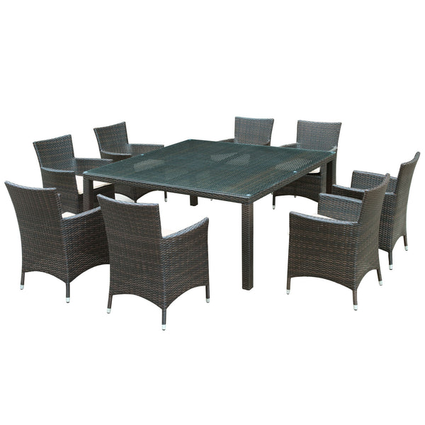Channels 9 Piece Outdoor Patio Dining Set - Brown White