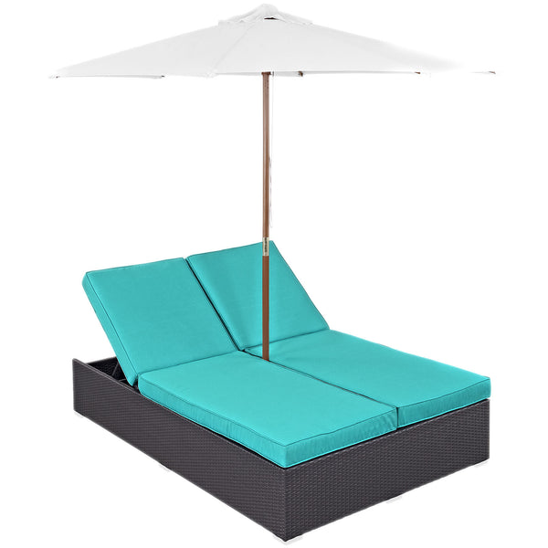 Arrival Outdoor Patio Chaise - Espresso Turquoise