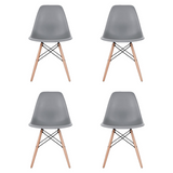 Set of 4 - Black Eames Style Molded Plastic Dowel-Leg Dining Side Wood Base Chair (DSW) Natural Legs