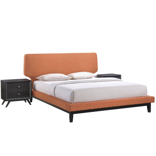 Bethany 3 Piece Queen Bedroom Set - Black Orange