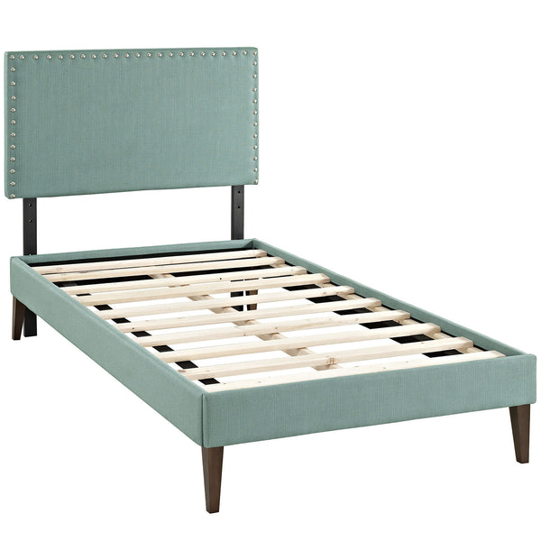 Phoebe  Twin Fabric Platform Bed with Squared Tapered Legs - Laguna