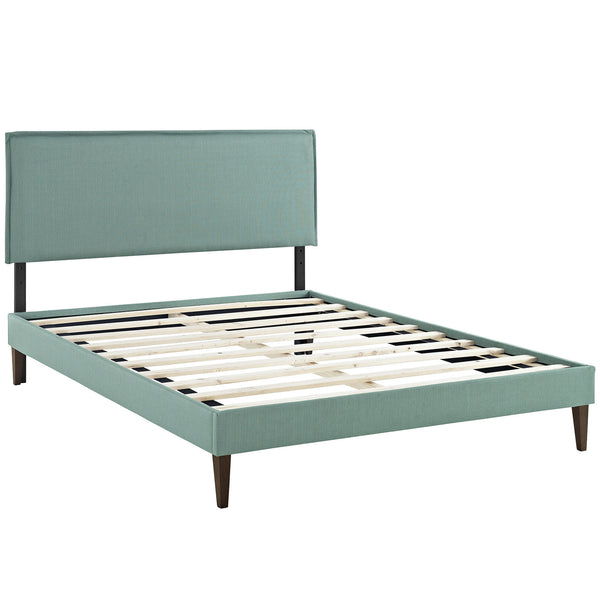 Camille Queen Fabric Platform Bed with Squared Tapered Legs - Laguna