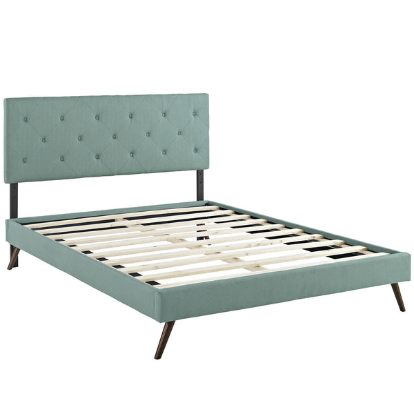 Terisa Full Fabric Platform Bed with Round Splayed Legs - Laguna