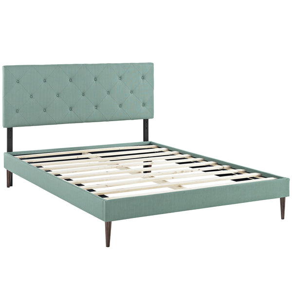 Terisa Full Fabric Platform Bed with Round Tapered Legs - Laguna