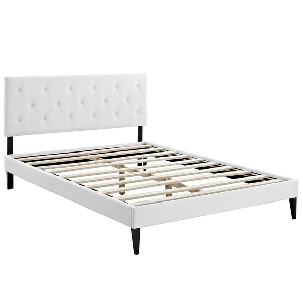 Terisa King Vinyl Platform Bed with Squared Tapered Legs - White